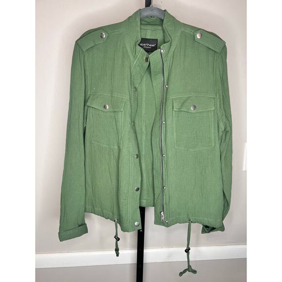 Velvet Heart Long Sleeve Full Zip Military Utility Jacket Green Women's S NWOT - Picture 2 of 5